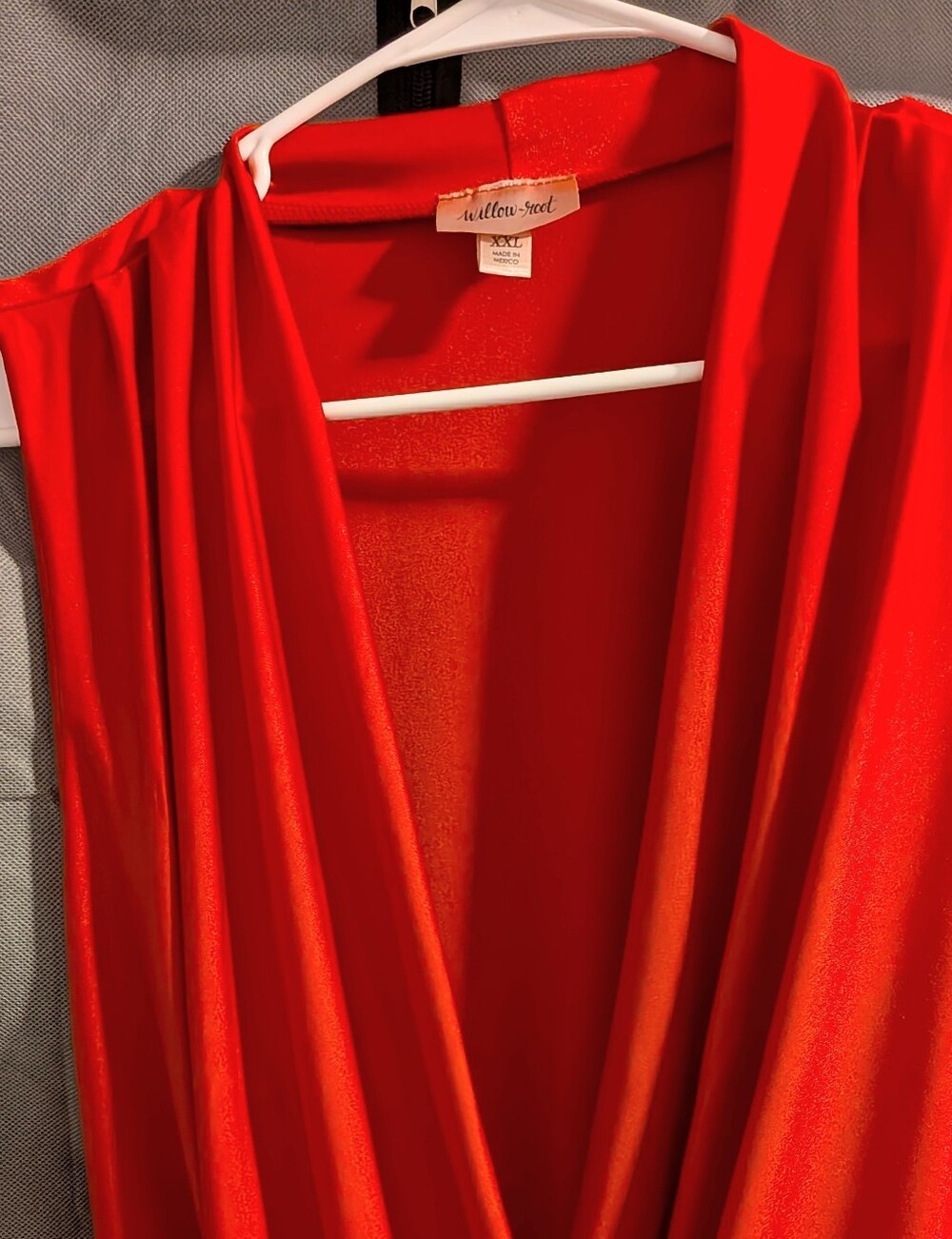 WILLOW & ROOT Red Draped V-Neck Blouse SIZE XXL